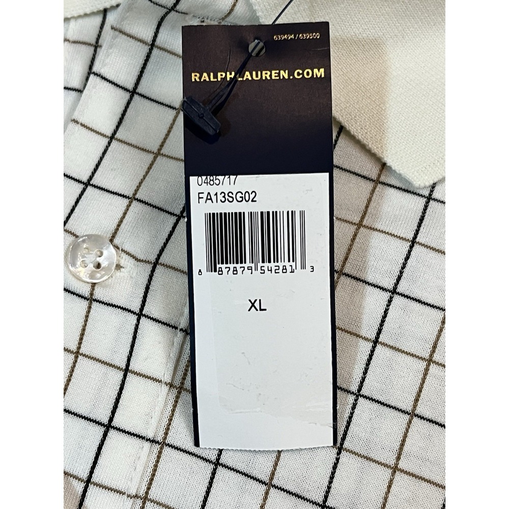 NWT Polo Ralph Lauren Short Sleeve Polo Mens XL Ivory Check Pony Vintage NOS - Picture 4 of 8